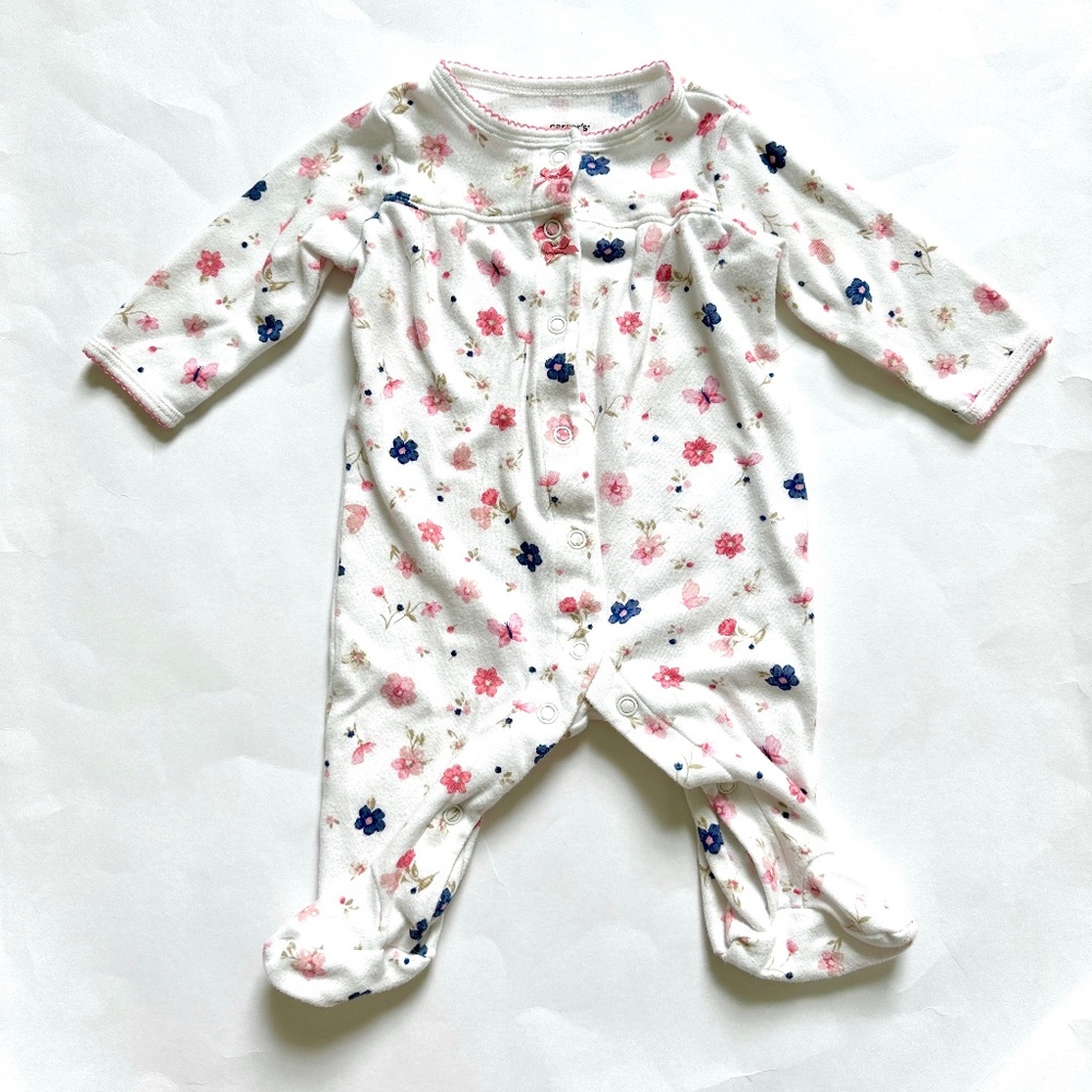 Carter's Baby Girl Pajamas Footed One Piece Floral Sleeper Size 3M Carter's
